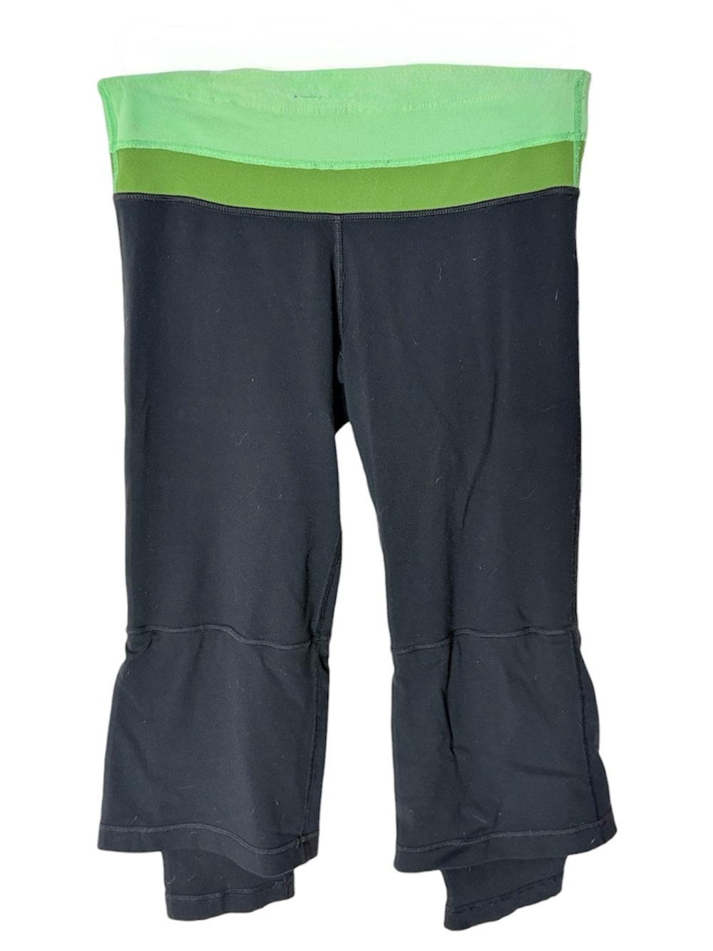 LULULEMON Vintage B-Girl Crop Layered Leg Ribbed Flare Green Black Size 8